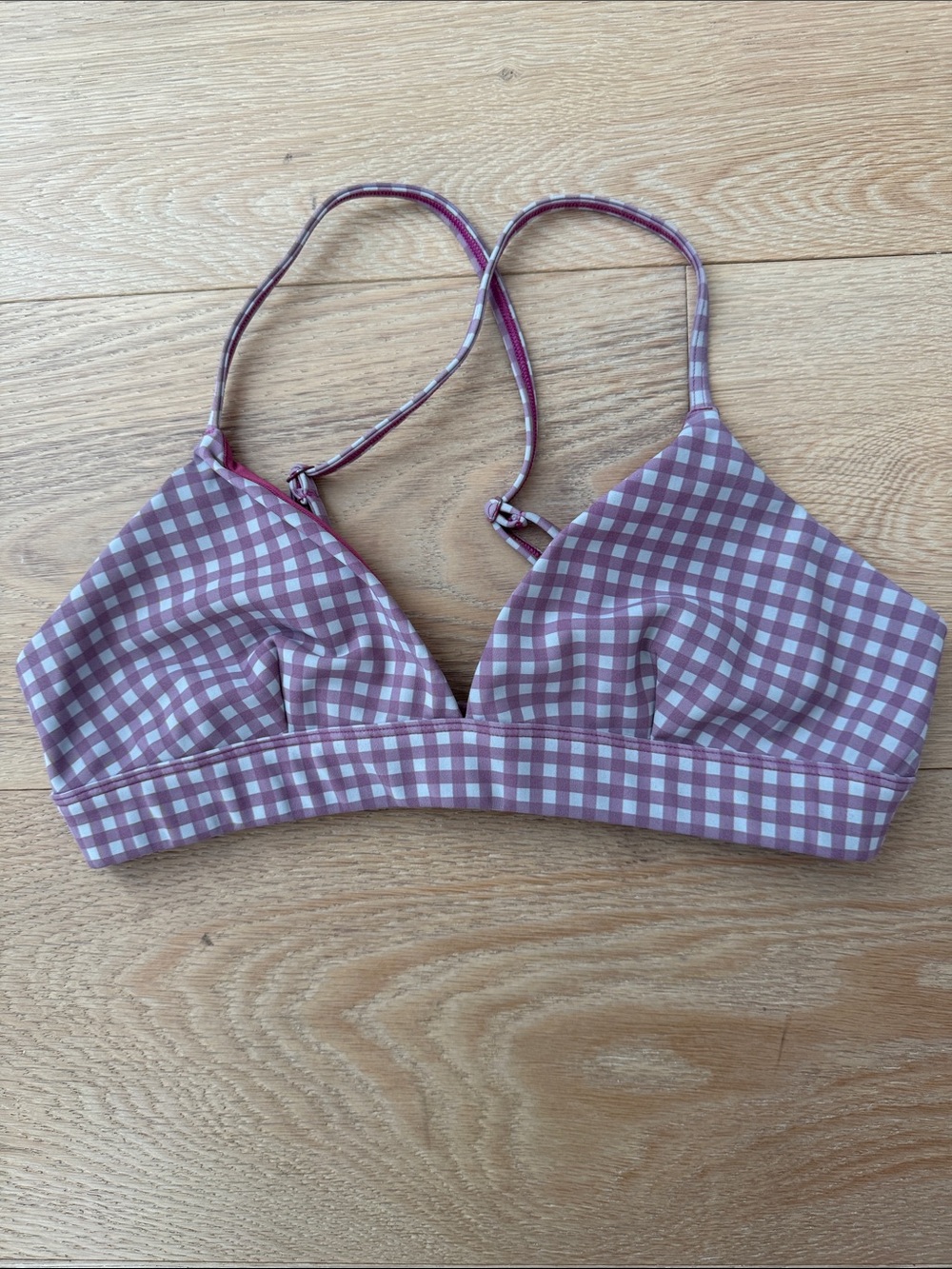 ALO Yoga Pink Gingham Light Support Sports Bra